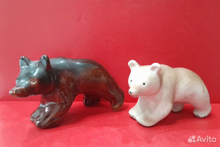 Фарфоровый и керамический медведи. СССР. 1950-е