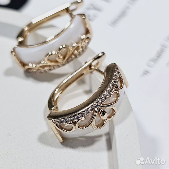 Серьги покрытие золото керамика