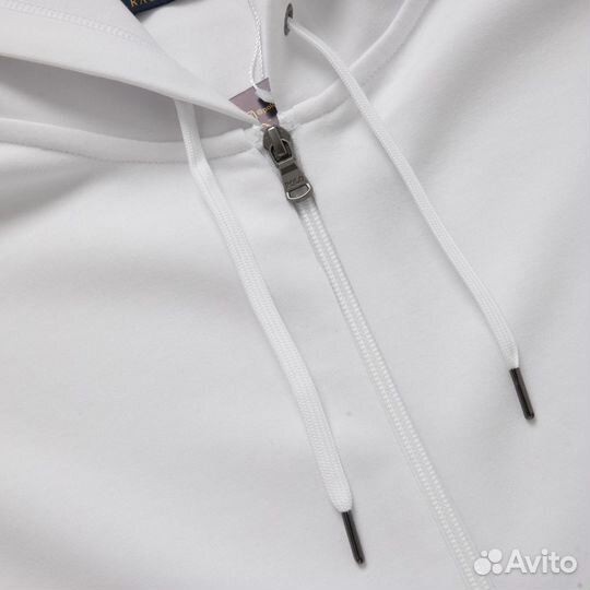 Мужское белое худи на молнии Polo Ralph Lauren