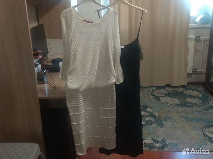 Вечернее платье р.46-48,чёрное и белое