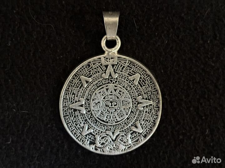 Серебряный кулон амулет Мексика календарь Майя 38г