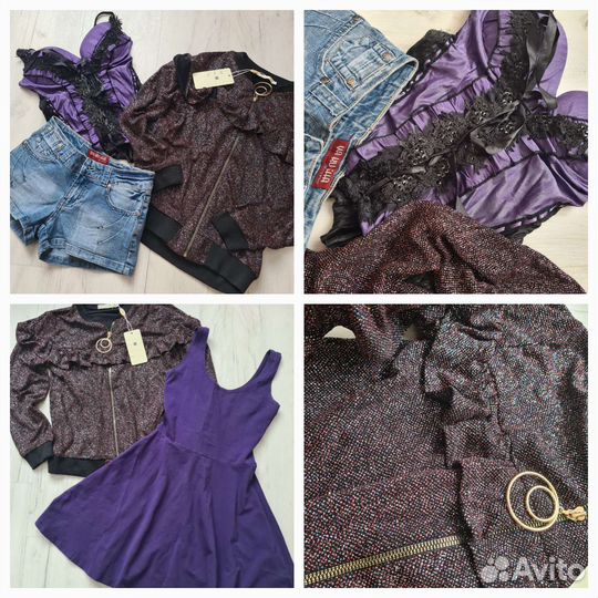 Пакет вещей:куртки,платья,костюм,топы,юбка40 42 44