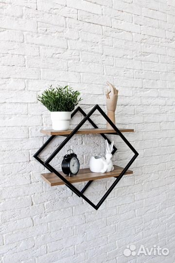 Полка ромб настенная декоративная в стиле лофт