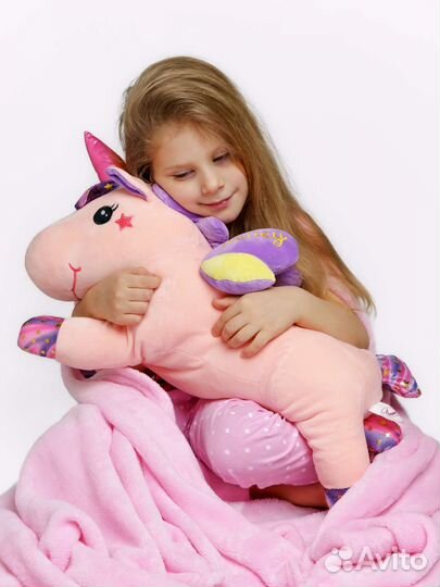 Игрушка-подушка + плед 4в1 розовый