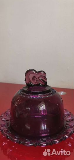 Масленка конфетница цветное стекло