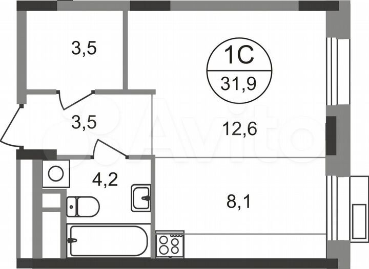 Квартира-студия, 31,9 м², 5/9 эт.