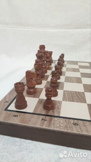 Набор шахматы, шашки 2в1 деревянные, магнитные