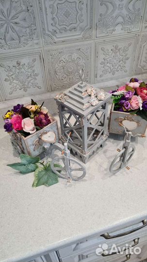 Подсвечник, деревянный декор, велосипед