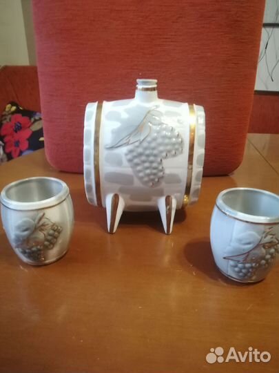 Штоф для вина с 2мя стаканами СССР