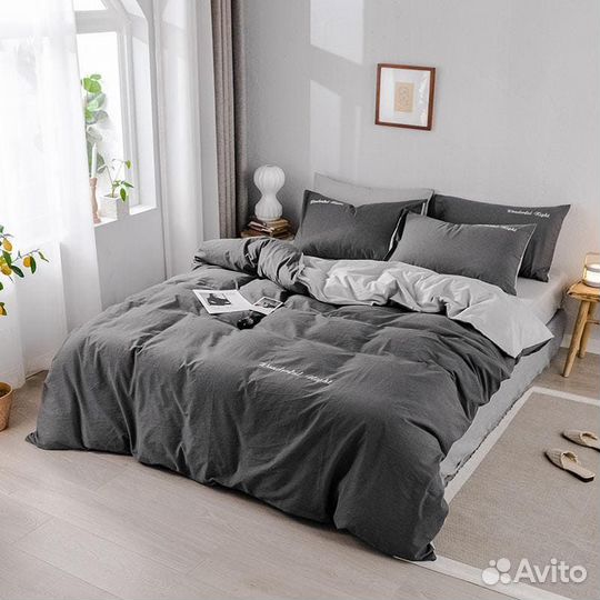 Постельное белье евро однотонное