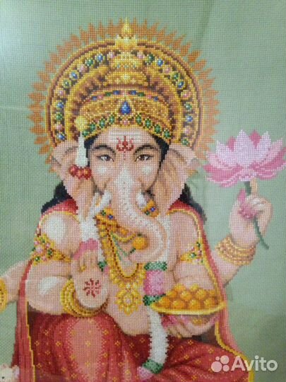 Ганеша. Картина вышита счетным крестом