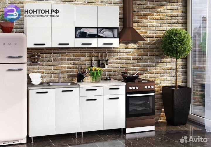 Кухня Рио 1.6 м белый глянец