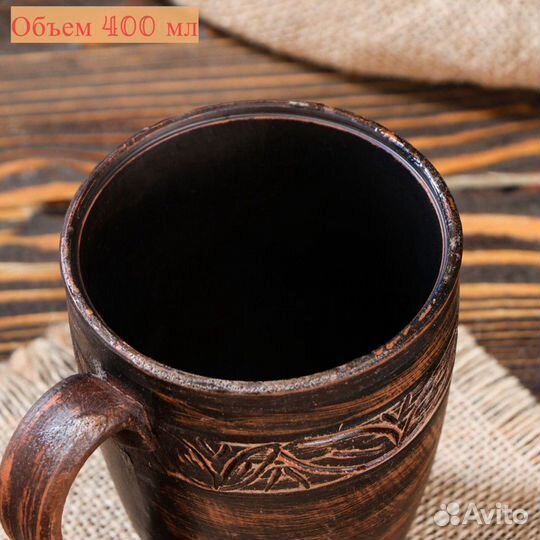 Кружка из красной глины на подарок