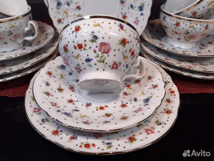 Тарелки и чайн.пары Bernadotte Чехия. Отд.платина