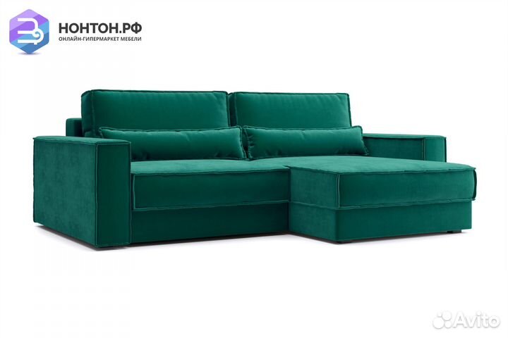 Диван угловой тик-так Сохо изумрудный