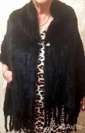 Платок шаль из норки с карманоми