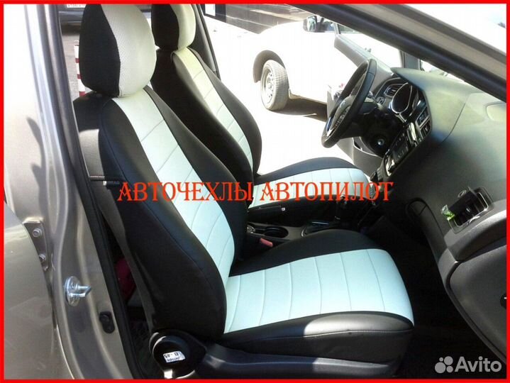 Чехлы Автопилот Kia Ceed 2 из экокожи чёрно-белые