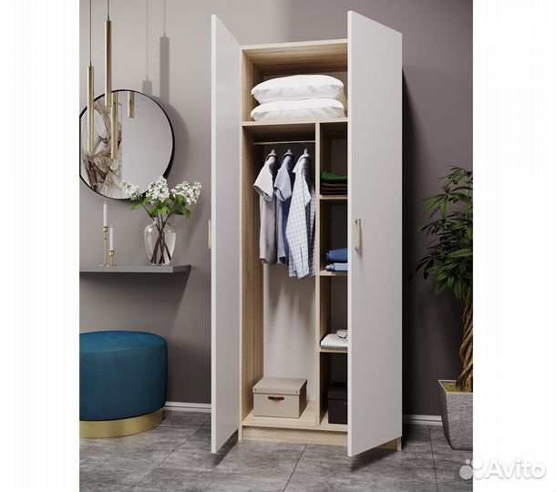 Шкаф двухдверный space-800 Дуб Сонома/Белый