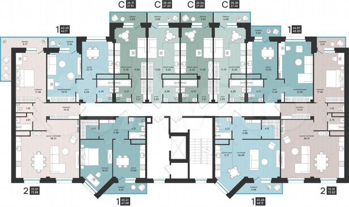 1-к. квартира, 46,6 м², 9/9 эт.