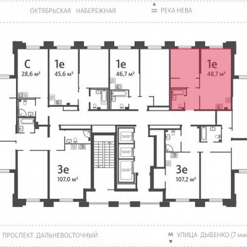 1-к. квартира, 47,5 м², 2/23 эт.