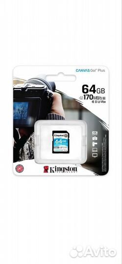 Карта памяти Kingston Canvas Go Plus 64гб