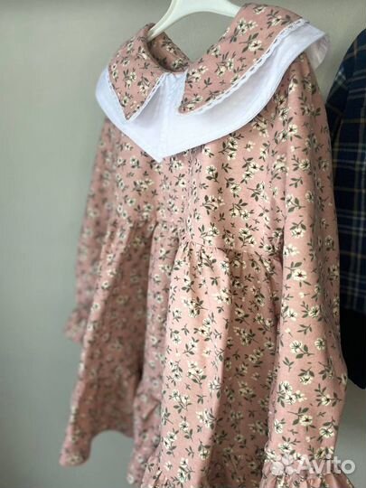 Платье детское розовое в цветочек