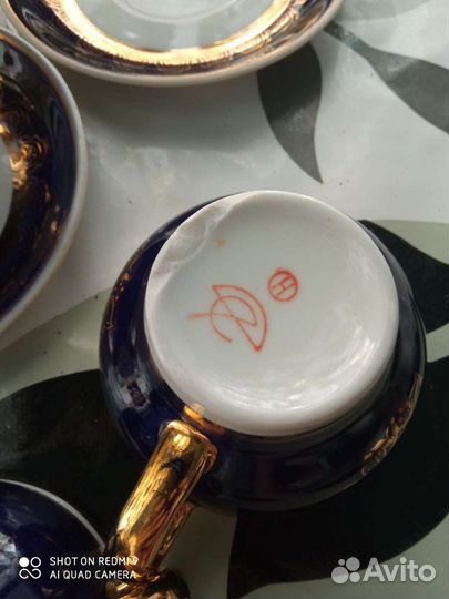 Сервиз кофейный 4 персоны кобальт бу