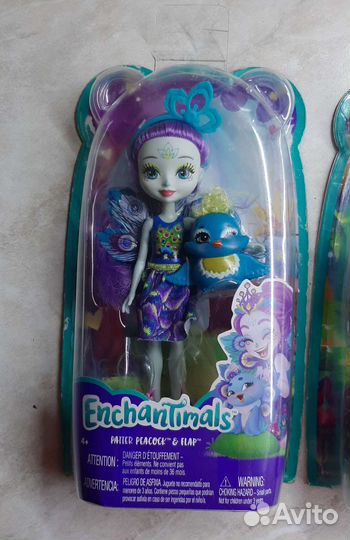 Куклы enchantimals петух, леопард, павлин