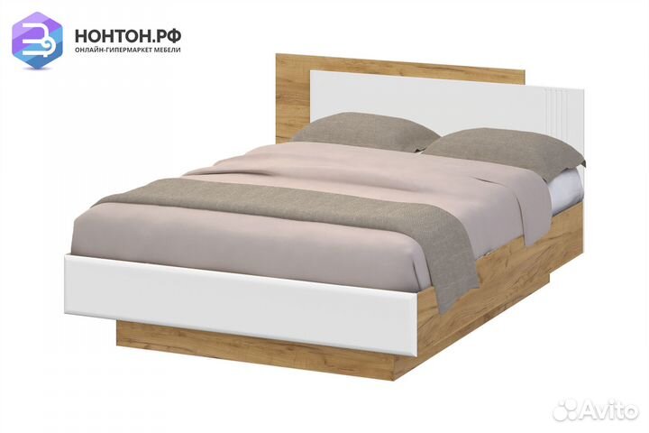Кровать Милан 1.6 м дуб золотой / белый матовый