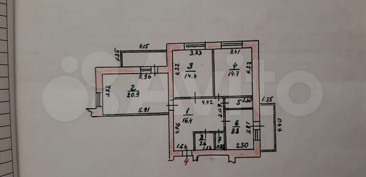 3-к. квартира, 84 м², 1/5 эт.