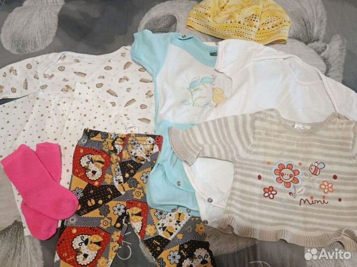 Детские вещи пакетом от 0 до года для девочки