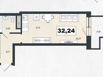 Квартира-студия, 32,2 м², 15/24 эт.