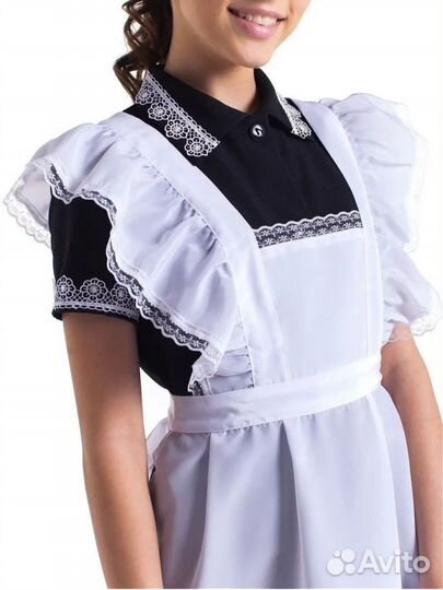 Школьный белый фартук на последний звонок