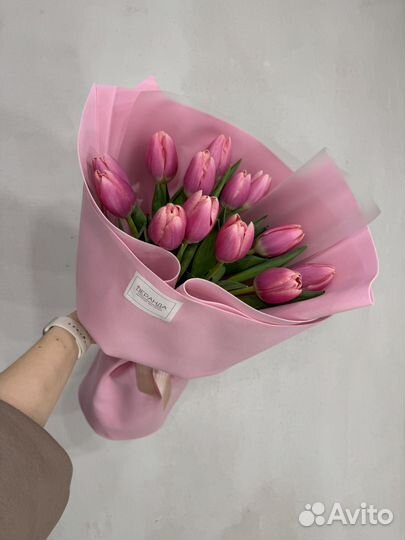 Тюльпаны розовые букет