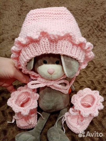 Набор, чепчик и пинетки, для новорождённого