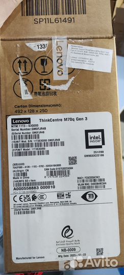 Неттоп декстоп Lenovo thinkcentre m70q gen 3