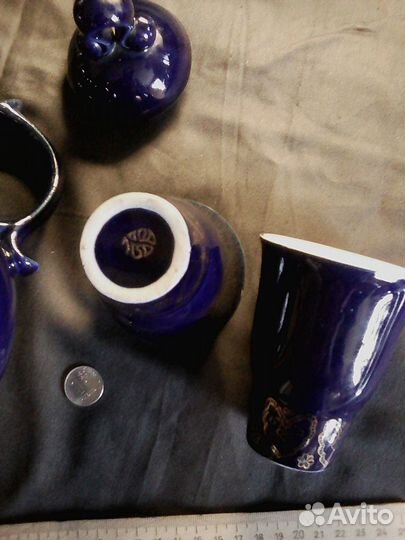 Кувшин/стаканы/н-р д/воды-сока/1972/Кобальт