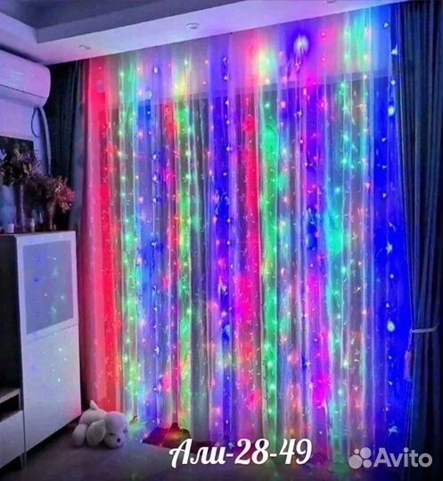 Новогодняя гирлянда штора