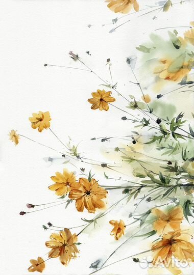 Картины акварелью, постеры на кухню 2 шт. 42х30 см