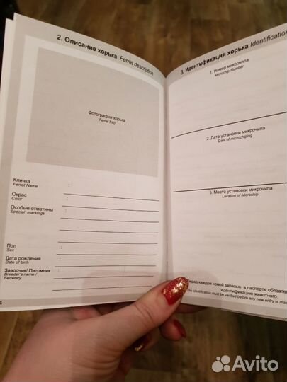 Продам ветеринарные паспорта для хорьков