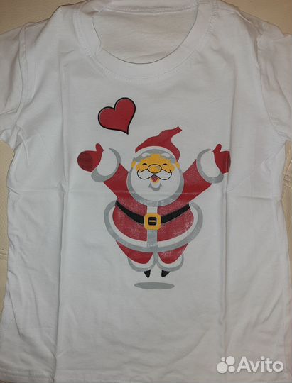 Новые Новогодние футболки, 140, 2 штуки