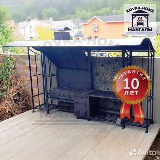 Супер-мангал с крышей и печью для кафе ресторана