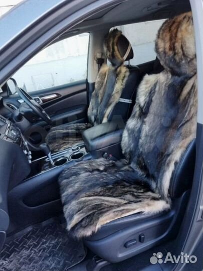 Меховые накидки для сиденья натуральный волк