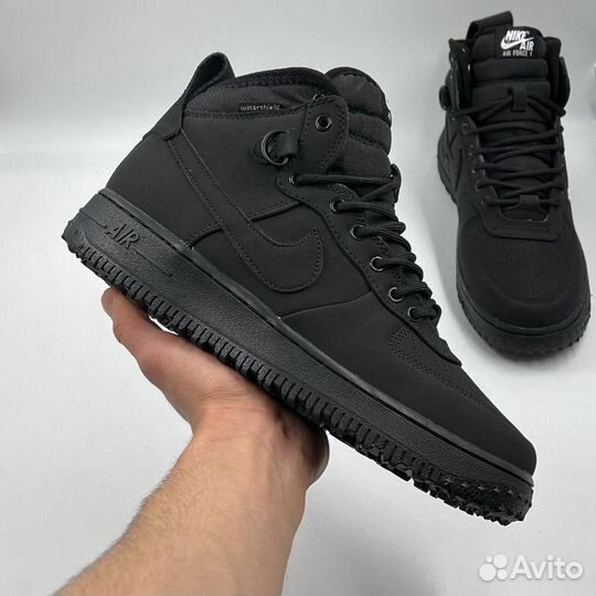 Черные Nike Air Force 1 Duckboot (с мехом)