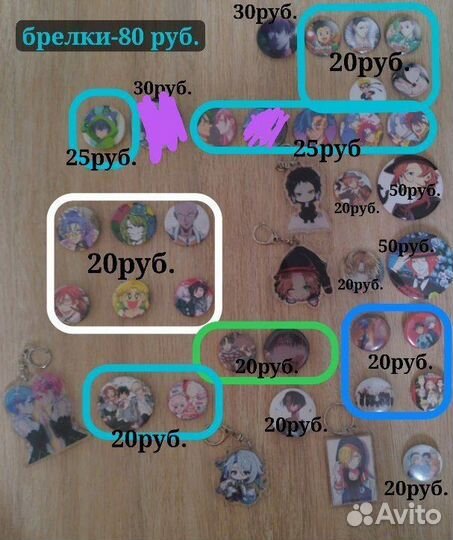 Аниме значки, брелки, наклейки