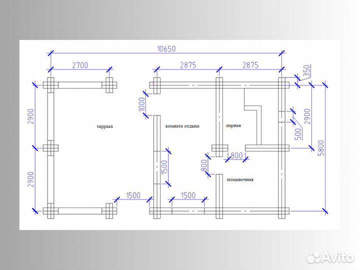 Сруб бани 53м2