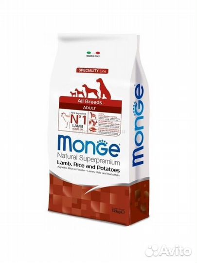 Корм для собак Монж ягненок / Monge 15 кг