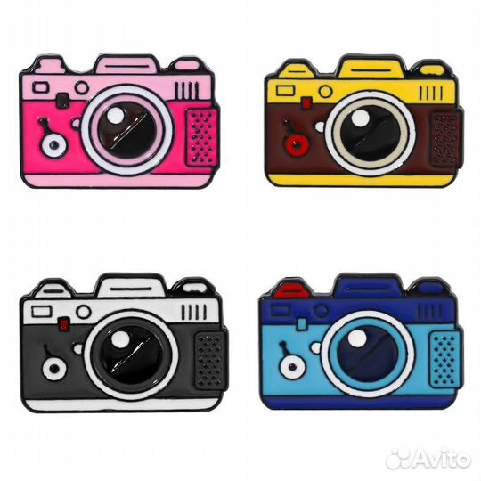 Значки фотоаппарат металлические 4шт