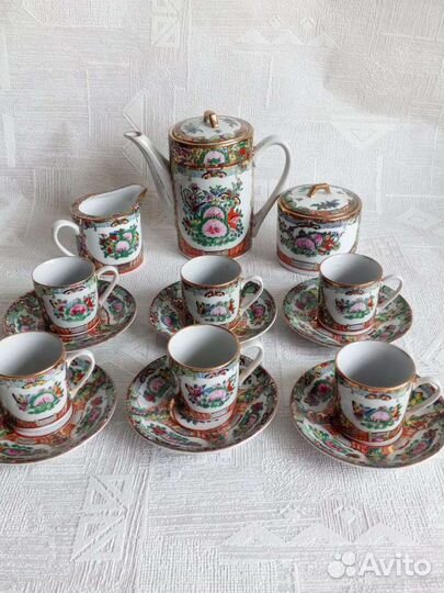 Антикварный китайский сервиз с ручной росписью