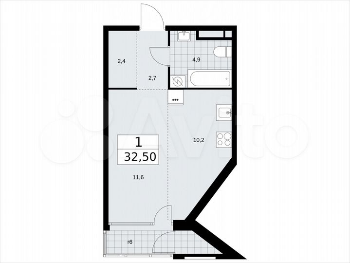 Квартира-студия, 32,5 м², 15/16 эт.